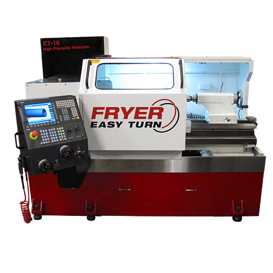 Fryer ET-16 Toolroom Turning Center with 16" swing, dual electronic handles, Fryer/Siemens CNC control, and 40" center distance.
