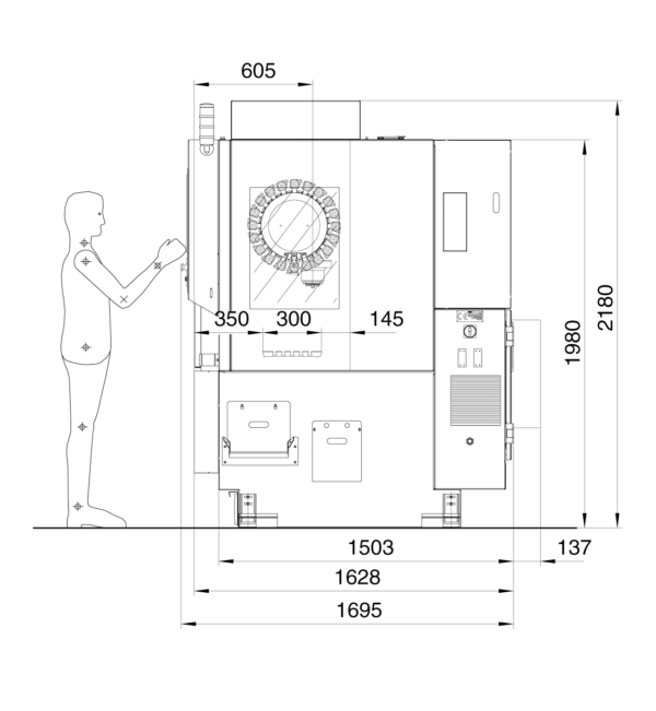 Floor plan frontal view Emcomill 350