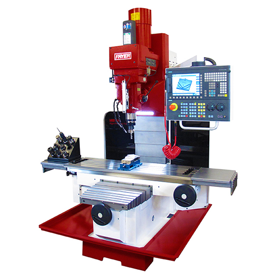 Fryer MB-Q Series CNC Toolroom Bed Mill with Manual Quill, Handwheels, and Siemens 828-HS Control.