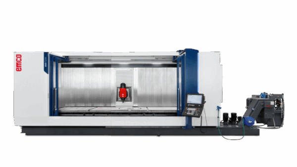 EMCO MMV 5200 Traveling Column Machining Center, 5200 mm X-axis travel, 7000 kg table load, 4/5-axis milling.