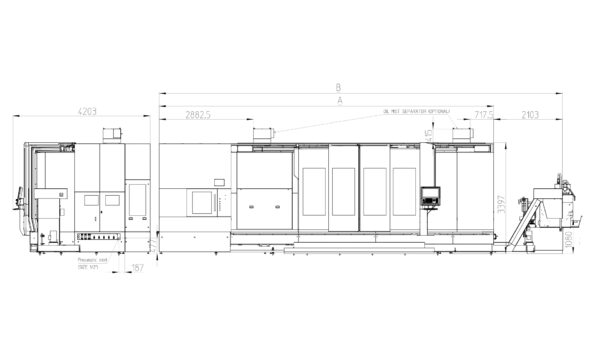 Hyperturn 200 Powermill Overall dimensions/Work space.