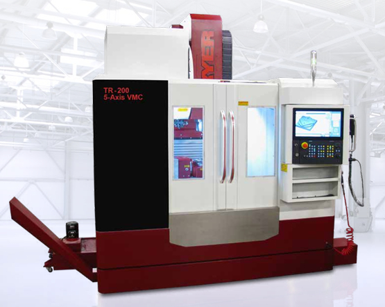 Fryer TR-200 5-Axis Vertical Machining Center with integrated Trunnion Table. Features 14 X-travel and 4,000 lbs load capacity for complex parts machining.