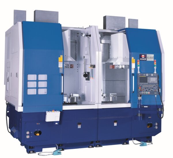 Honor Twin Series VL-100MT dual-spindle vertical lathe with two turrets for simultaneous turning and milling.
