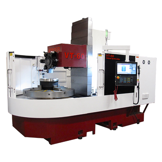Fryer VT-60 Vertical Turret Lathe (VTL). Heavy-duty 60" swing VTC machine with a traveling column design, high-torque geared headstock, and available C axis/live tool options